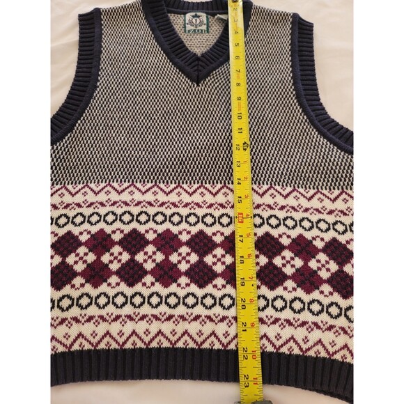 IZOD V-Neck Sweater Vest Size M Golf 100% Cotton Preppy Tennis Purple - Picture 4 of 7